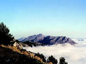 Blick über das Wolkenmeer auf die Berge
